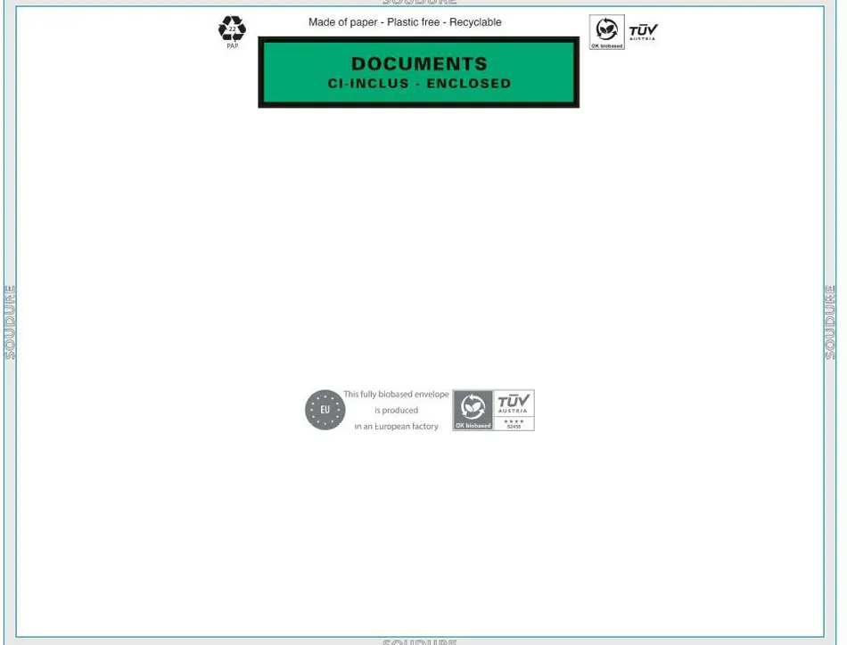 Pochette adhesive paper list porte-documents cristal c4 30x250mm boite 1000 unités