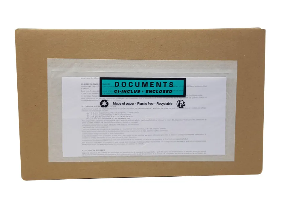 Pochette adhesive paper list porte-documents cristal dl p/100