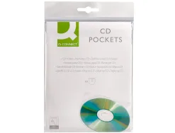 Pochette adhésive q-connect cd-rom polypropylène 127x127mm rabat fermeture adhésif repositionnable sachet 10 unités