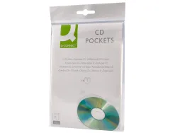 Pochette adhésive q-connect cd-rom polypropylène 127x127mm rabat fermeture adhésif repositionnable sachet 10 unités