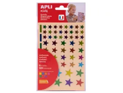 Pochette apli 6 feuilles de gommettes etoile couleur metallisees assorties
