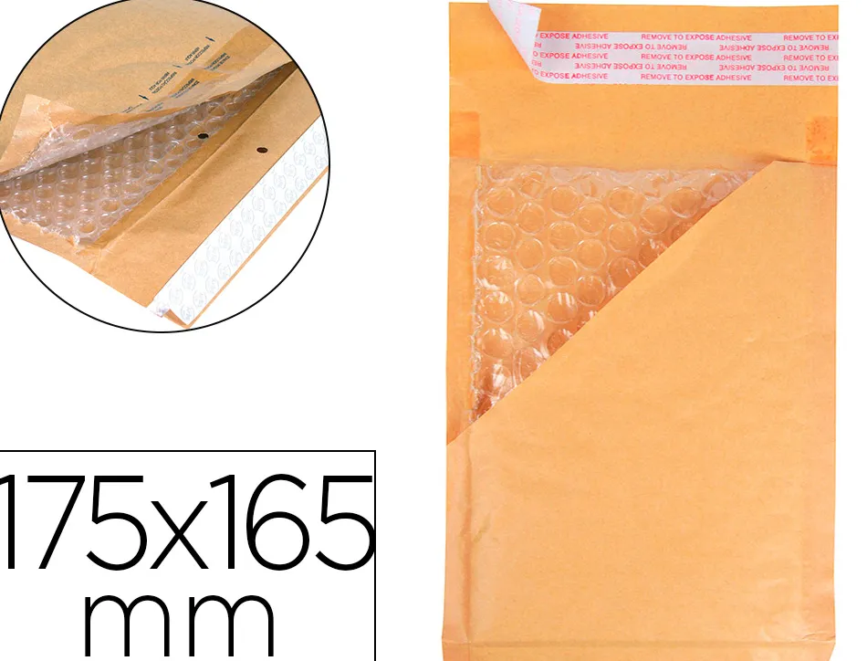 Pochette bulles d'air q-connect 175x165mm cd/dvd 82g kraft matelasse rabat droit auto-adhesive sans fenetre lot 100 uni