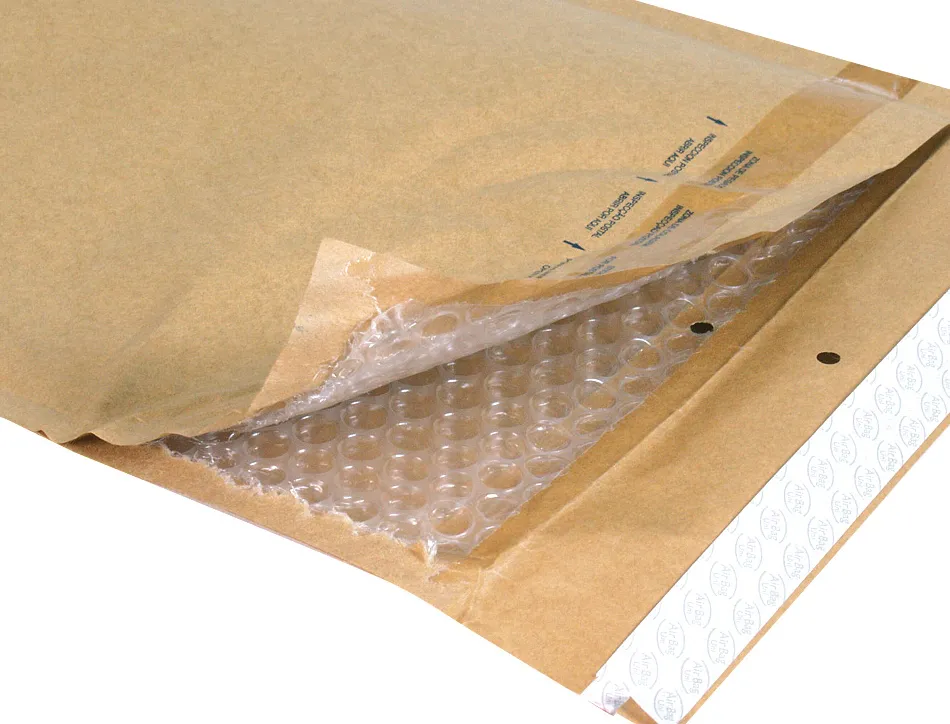 Pochette bulles d'air q-connect 220x330mm 82g kraft matelasse rabat droit auto-adhesive sans fenetre