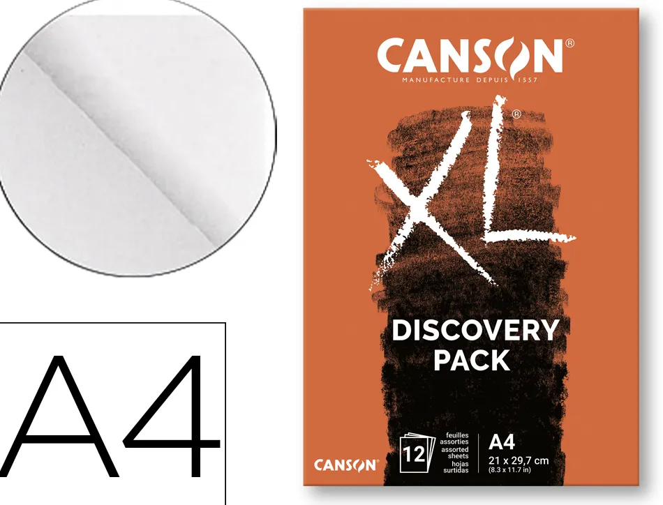 Pochette canson decouverte xl a4 papiers assortis technique seche 12 feuilles