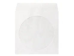 Pochette cd/dvd q-connect papier fenêtre rabat auto-adhésif coloris blanc paquet 50 unités