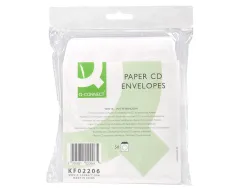 Pochette cd/dvd q-connect papier fenêtre rabat auto-adhésif coloris blanc paquet 50 unités