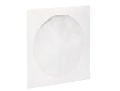 Pochette cd/dvd q-connect papier fenêtre rabat auto-adhésif coloris blanc paquet 50 unités