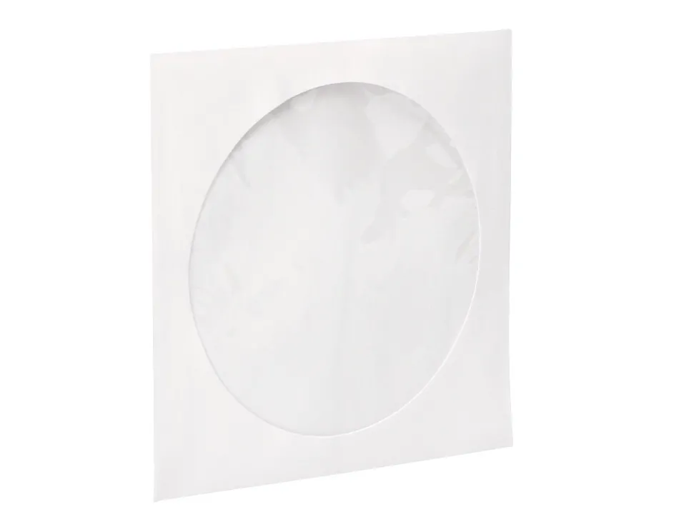 Pochette cd/dvd q-connect papier fenêtre rabat auto-adhésif coloris blanc paquet 50 unités