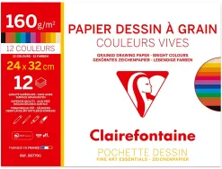 Pochette clairefontaine etival color 24x32 12f 160g ass vif
