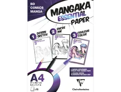 Pochette clairefontaine mangaka essential paper a4 15 feuilles assorti 55g/100g/200g + brochure