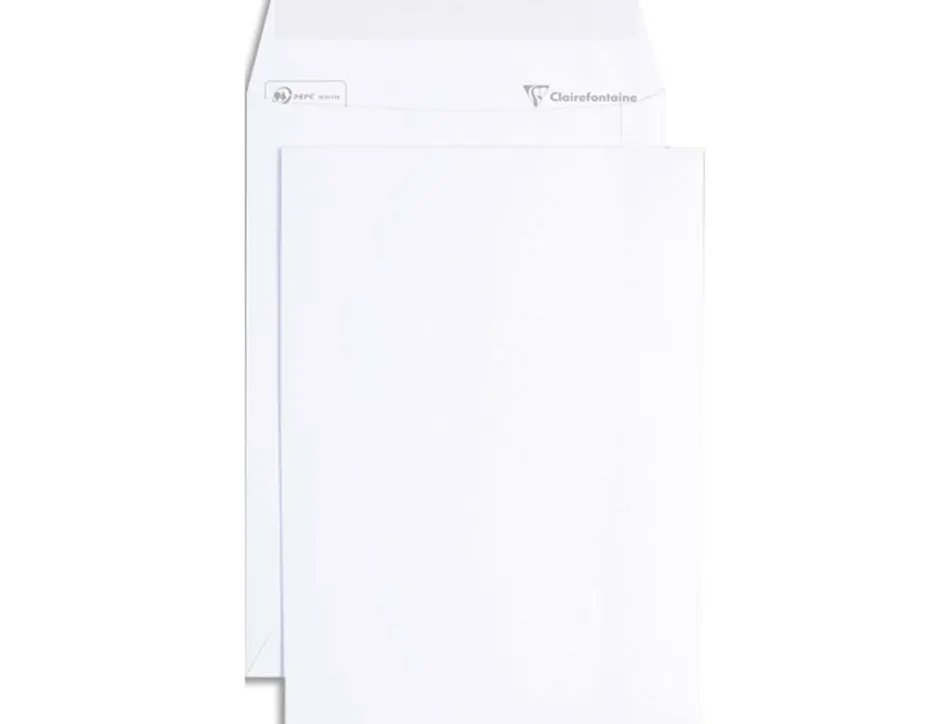 Pochette clairefontaine velin auto-adhesive 120g format c5 162x229mm coloris blanc boite 50