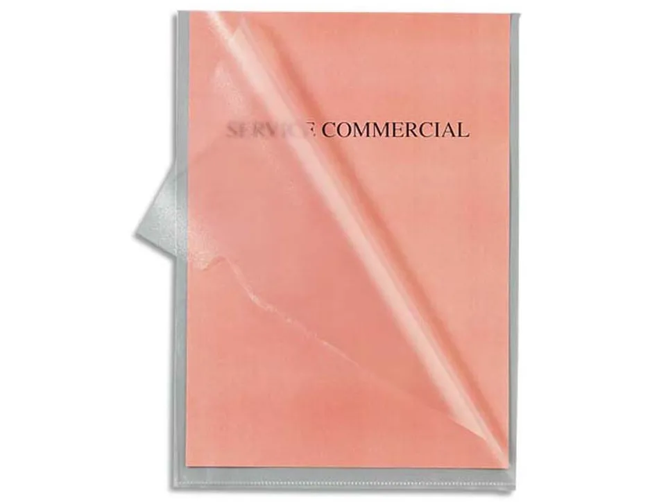 Pochette coin elba polypropylène grainé transparent 12/100e a4 capacité 25f incolore sachet 10 unités