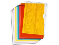 Pochette coin exacompta a4 pvc lisse 13/100eme coloris assortis paquet 100 unites