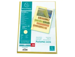 Pochette coin exacompta a4 pp graine 12/100eme 120 microns coloris jaune paquet 100 unites