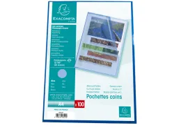 Pochette coin exacompta a4 pp graine 12/100eme 120 microns coloris bleu paquet 100 unites
