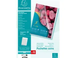 Pochette coin exacompta a4 pp graine 12/100eme 120 microns paquet 10 unites