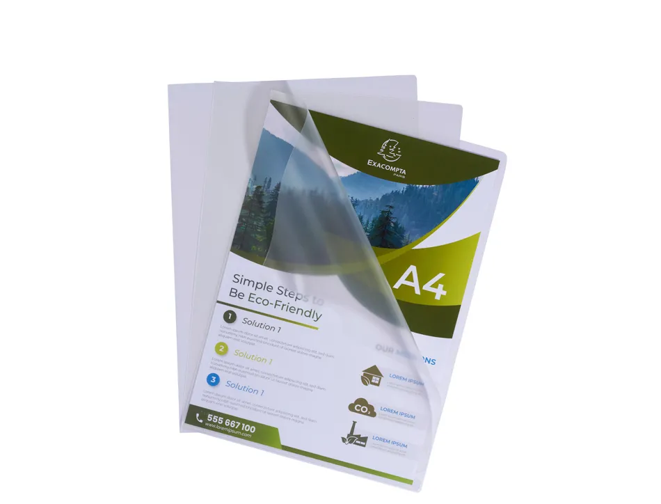 Pochette coin exacompta a4 pp recycle graine 12/100eme paquet 100 unites