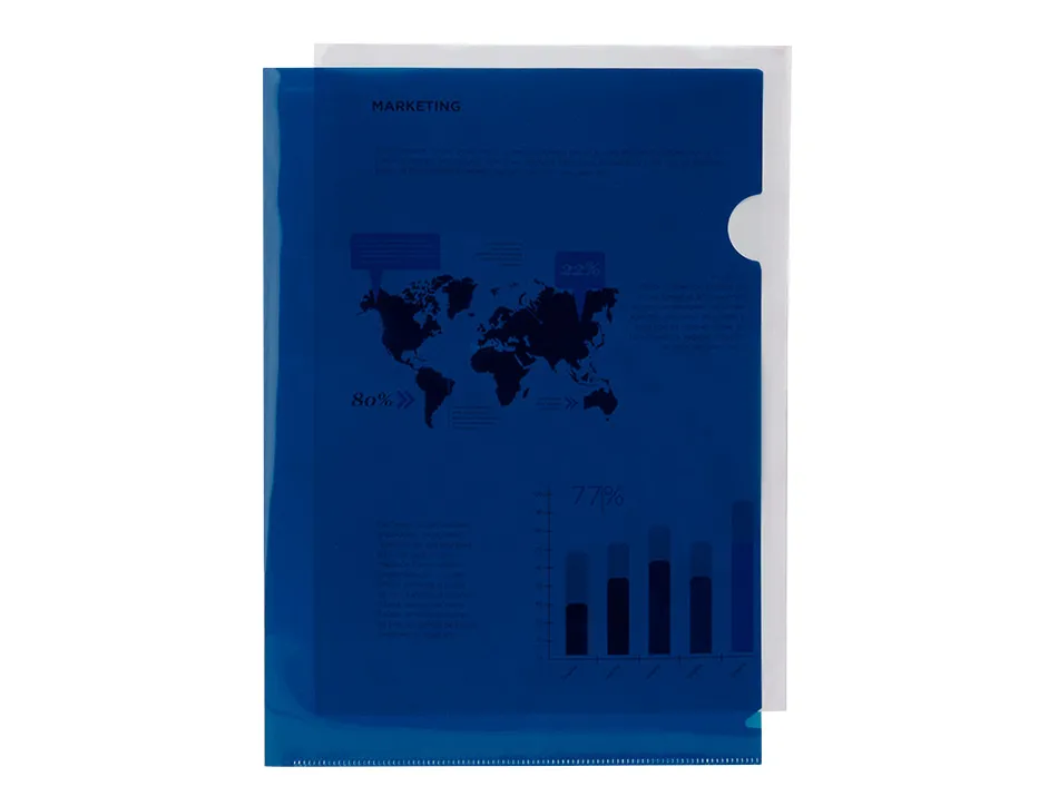 Pochette coin liderpapel polypropylène 180 microns a4 210x297mm capacité 20f coloris bleu transparent