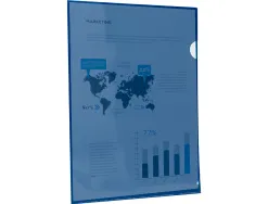 Pochette coin liderpapel polypropylène 180 microns a4 210x297mm capacité 20f coloris bleu transparent