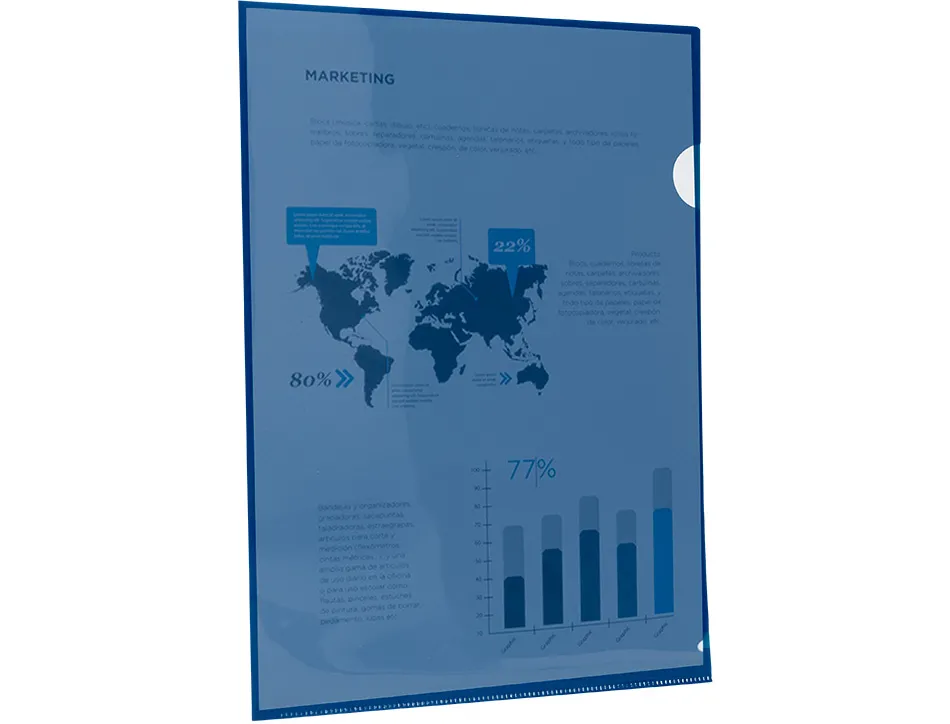 Pochette coin liderpapel polypropylène 180 microns a4 210x297mm capacité 20f coloris bleu transparent