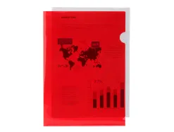 Pochette coin liderpapel polypropylène 180 microns a4 210x297mm capacité 20f coloris rouge transparent