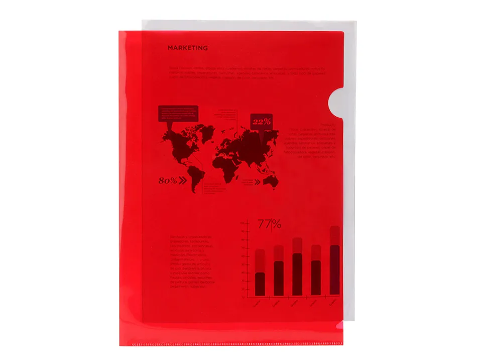 Pochette coin liderpapel polypropylène 180 microns a4 210x297mm capacité 20f coloris rouge transparent