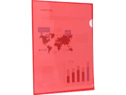 Pochette coin liderpapel polypropylène 180 microns a4 210x297mm capacité 20f coloris rouge transparent