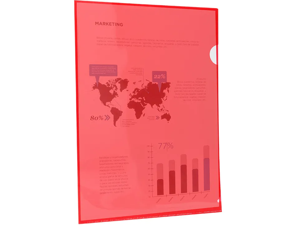 Pochette coin liderpapel polypropylène 180 microns a4 210x297mm capacité 20f coloris rouge transparent
