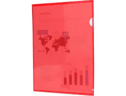 Pochette coin liderpapel polypropylène 180 microns a4 210x297mm capacité 20f coloris rouge transparent