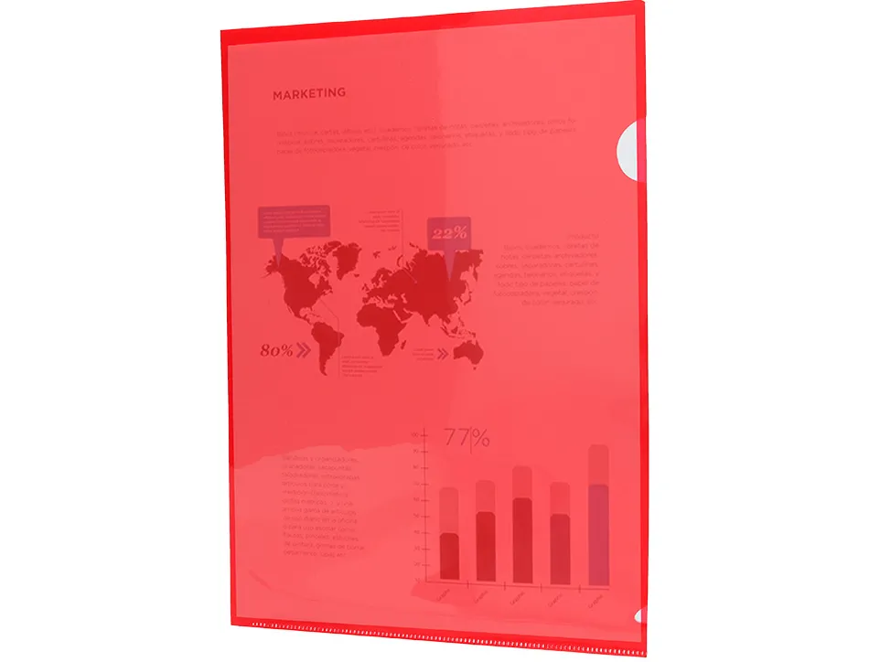 Pochette coin liderpapel polypropylène 180 microns a4 210x297mm capacité 20f coloris rouge transparent