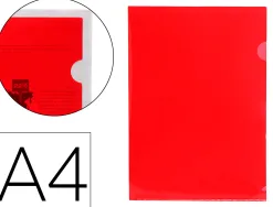 Pochette coin liderpapel polypropylène 180 microns a4 210x297mm capacité 20f coloris rouge transparent