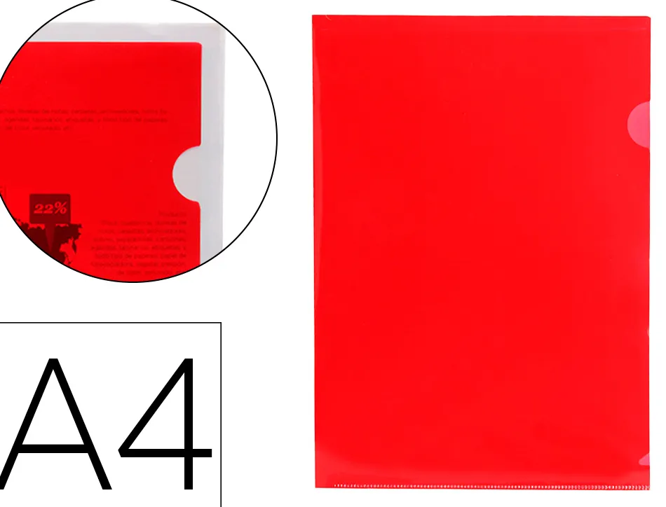 Pochette coin liderpapel polypropylène 180 microns a4 210x297mm capacité 20f coloris rouge transparent