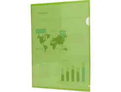Pochette coin liderpapel polypropylène 180 microns a4 210x297mm capacité 20f coloris vert transparent