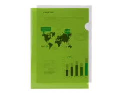 Pochette coin liderpapel polypropylène 180 microns a4 210x297mm capacité 20f coloris vert transparent