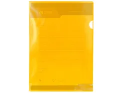 Pochette coin q-connect polypropylène grainé économique 12/100e coloris jaune transparent boîte 100 unités