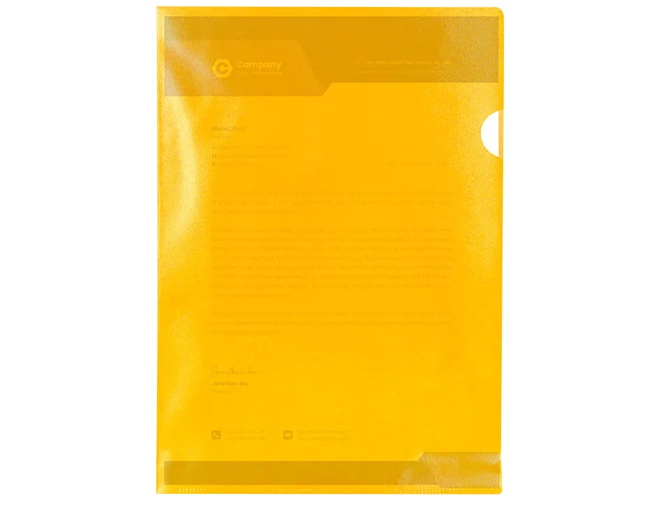 Pochette coin q-connect polypropylène grainé économique 12/100e coloris jaune transparent boîte 100 unités