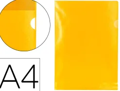 Pochette coin q-connect polypropylène grainé économique 12/100e coloris jaune transparent boîte 100 unités