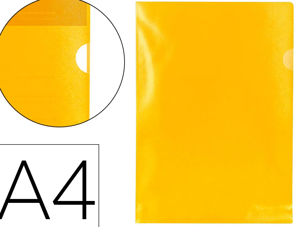 Pochette coin q-connect polypropylène grainé économique 12/100e coloris jaune transparent boîte 100 unités