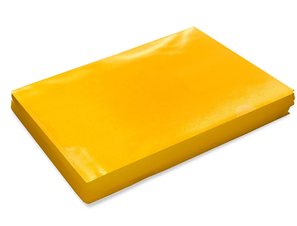 Pochette coin q-connect polypropylène grainé économique 12/100e coloris jaune transparent boîte 100 unités