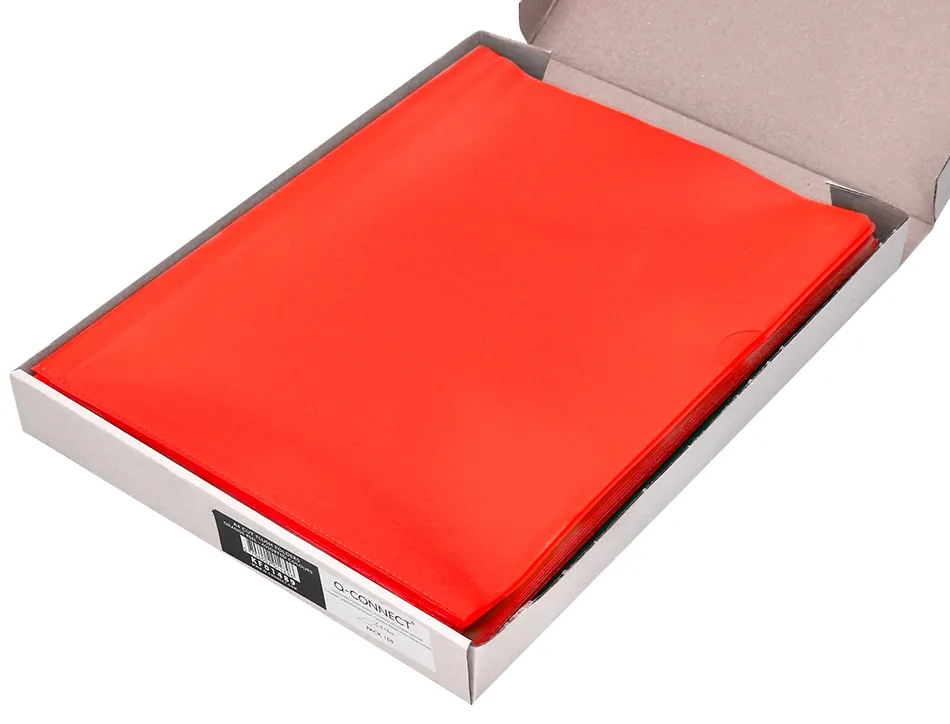 Pochette coin q-connect polypropylène grainé économique 12/100e coloris rouge transparent boîte 100 unités