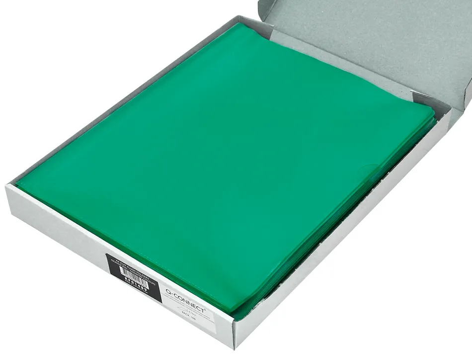 Pochette coin q-connect polypropylène grainé économique 12/100e coloris vert transparent boîte 100 unités