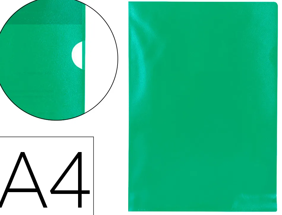 Pochette coin q-connect polypropylène grainé économique 12/100e coloris vert transparent boîte 100 unités