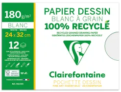 Pochette dessin grain 100% recycl 24x32cm 180gr 12f