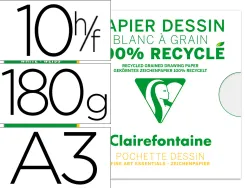 Pochette dessin grain a3 100% recycl 180gr 10f