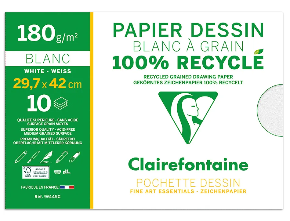 Pochette dessin grain a3 100% recycl 180gr 10f