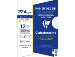 Pochette dessin grain clairefontaine a4 224gr 21x29,7cm 12f