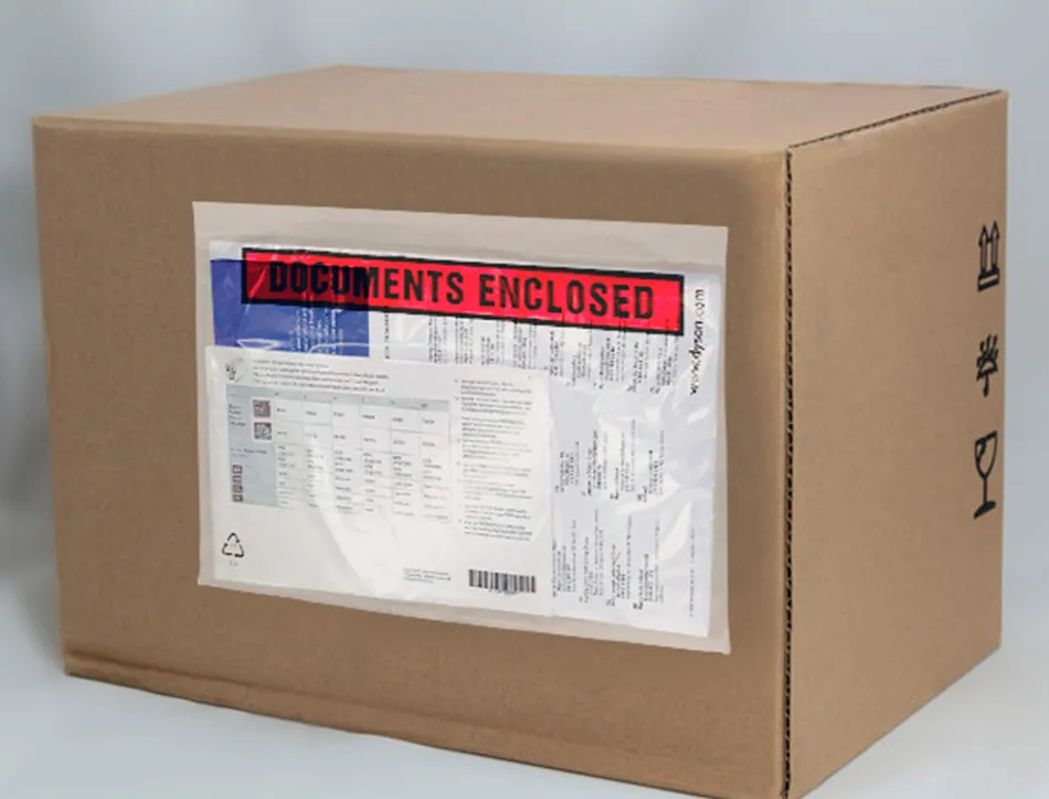 Pochette documents ci-inclus q-connect auto-adhesive transparente 225x165mm texte anglais paquet 1000 unites