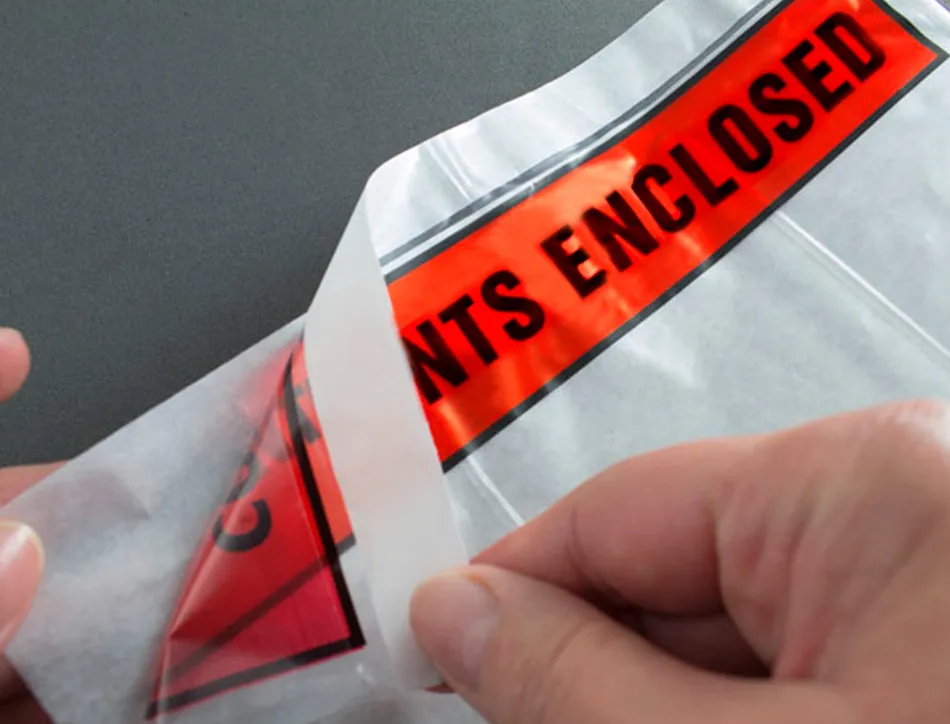 Pochette documents ci-inclus q-connect auto-adhesive transparente 225x165mm texte anglais paquet 1000 unites