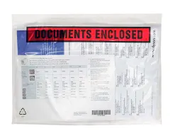 Pochette documents ci-inclus q-connect auto-adhesive transparente 225x165mm texte anglais paquet 1000 unites