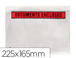 Pochette documents ci-inclus q-connect auto-adhesive transparente 225x165mm texte anglais paquet 1000 unites